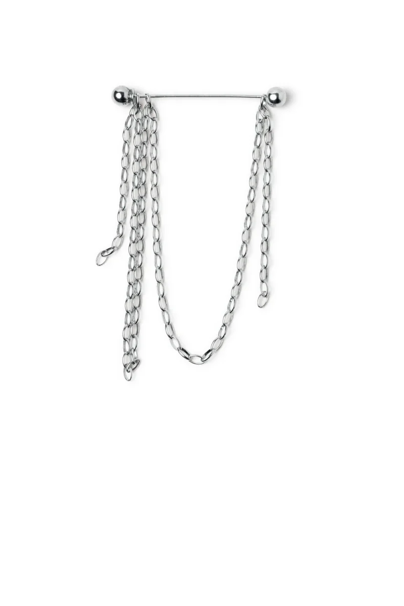 SILVER CHAIN EARRING WITH BALL PIECE C01P P02LPpend-MBP - Imagen 3